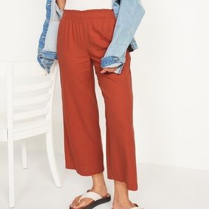 NWT Old navy wide-leg cropped linen blend pant, sz L